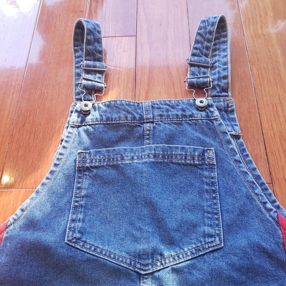 H&M Divided A-line Denim Jean Side Striped Overalls Romper Dress - Picture 5 of 12